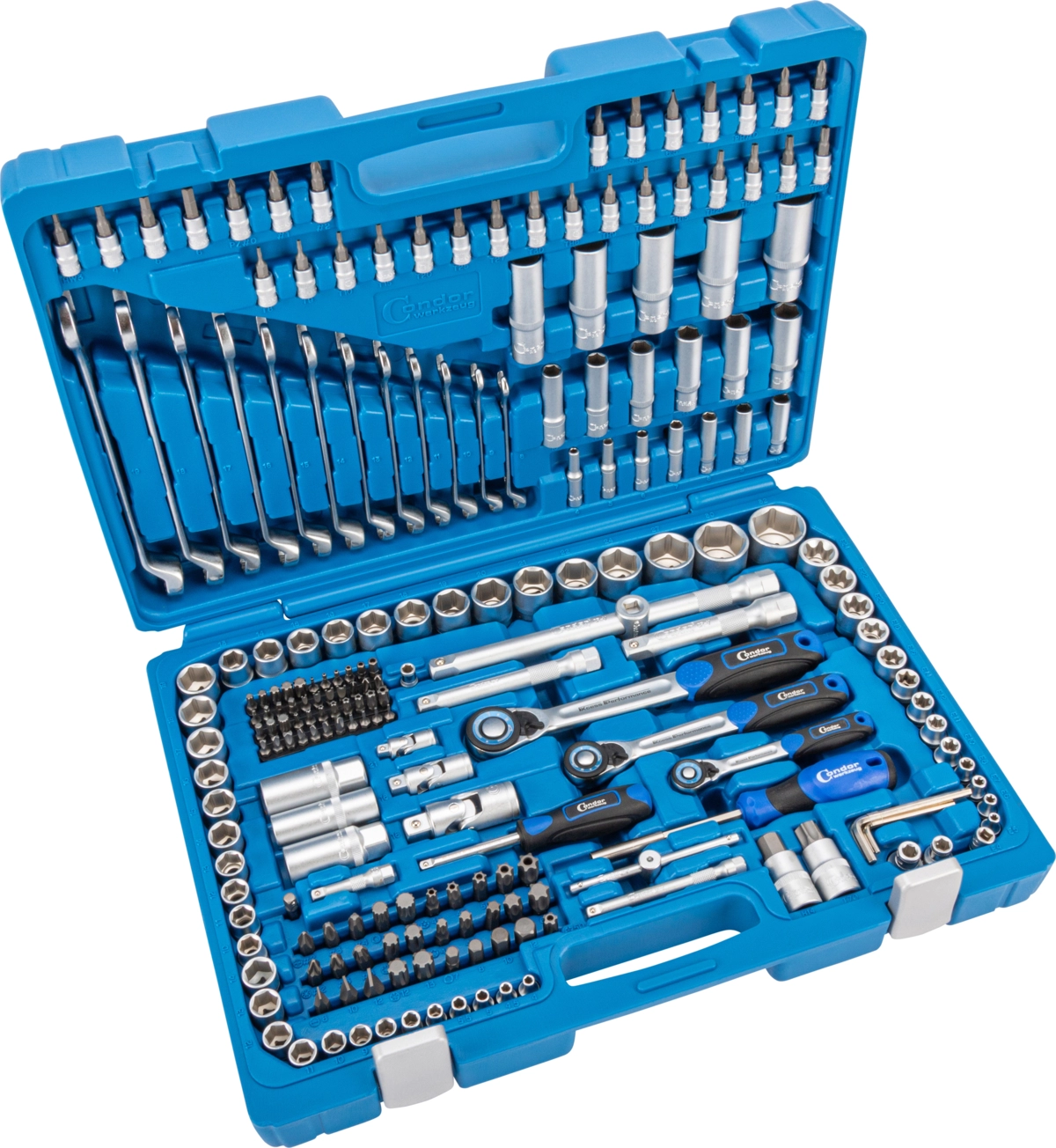 Steckschlüssel-Satz, 215-tlg., 1/4+3/8+1/2", 6-kant 4-32 mm
