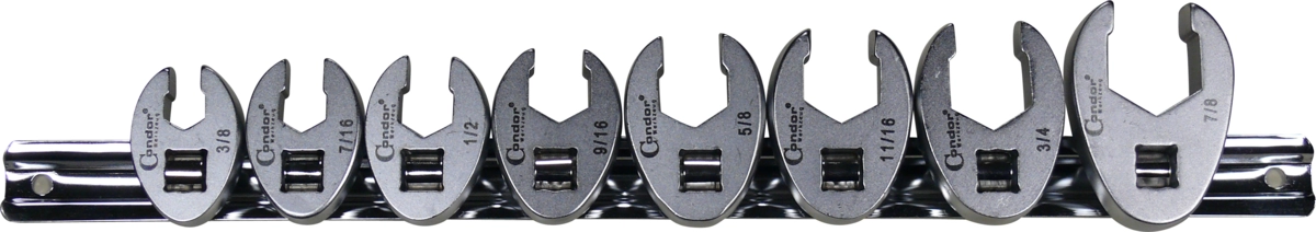 Hahnenfuss-Schlüssel-Satz, 8-tlg., 3/8", zöllig, 3/8-7/8"