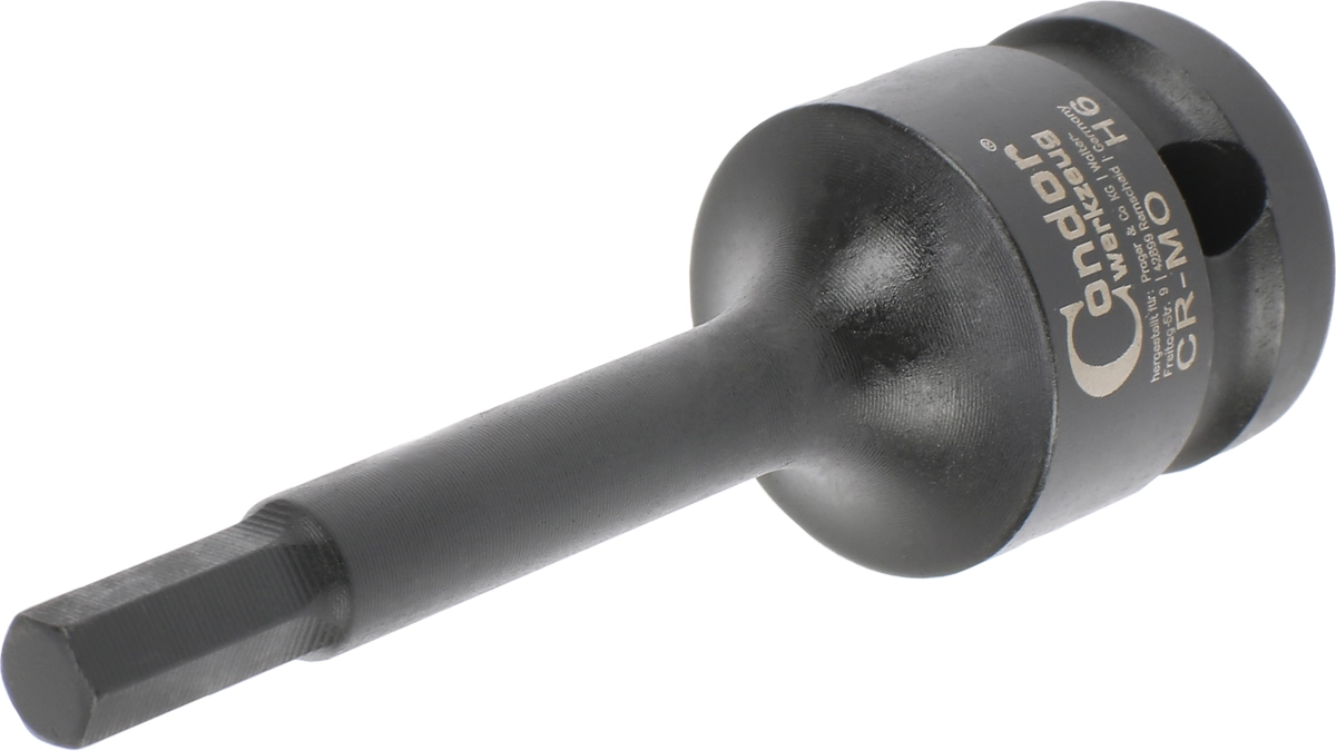 Kraft-Bit-Stecknuss, 1/2", Innensechskant 6x78 mm