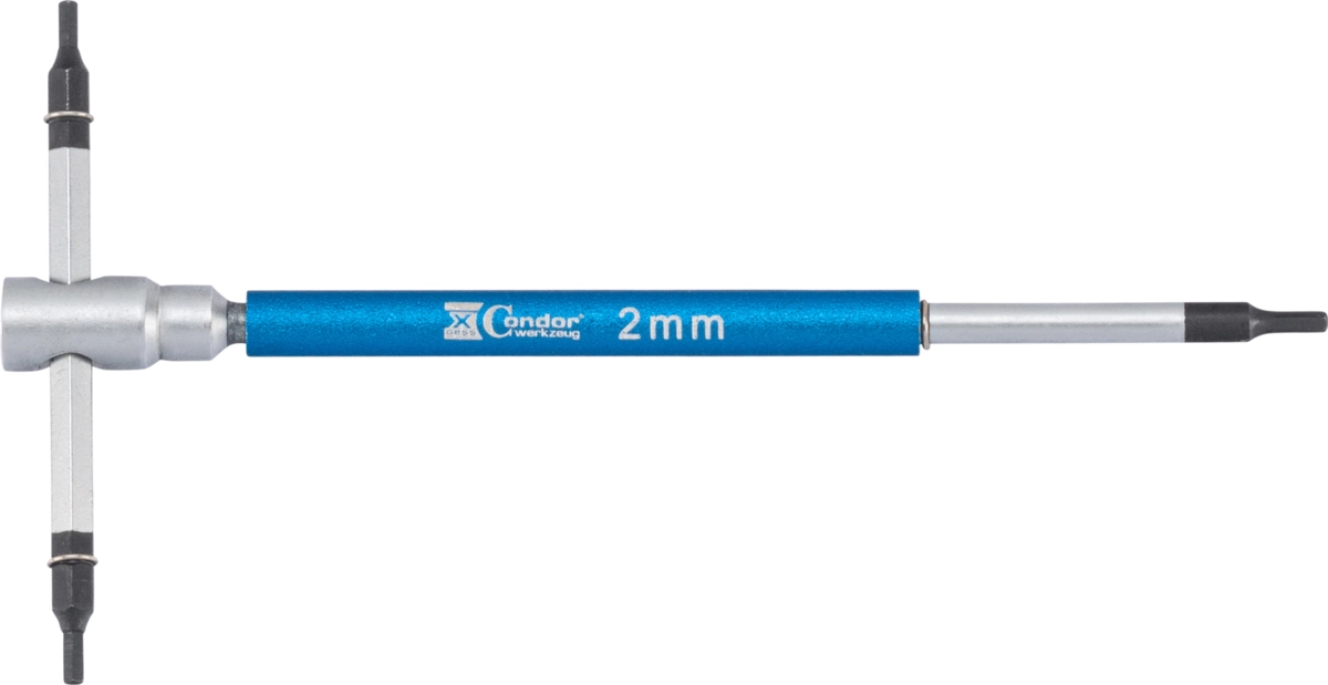 3-Wege T-Griff Schraubendreher, 125x65 mm, Innensechskant 2 mm