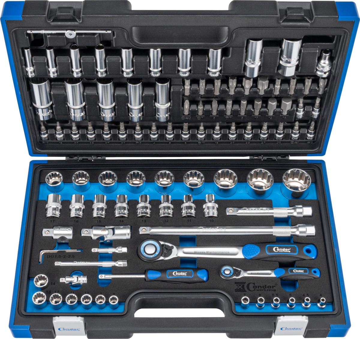 Steckschlüssel-Satz, 98-tlg., 1/4+1/2", Varioplus 4-32 mm