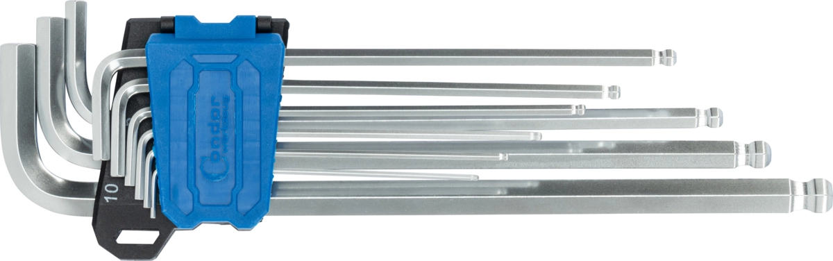 Winkelschlüssel-Satz, 9-tlg., lang, Innensechskant 1.5-10 mm