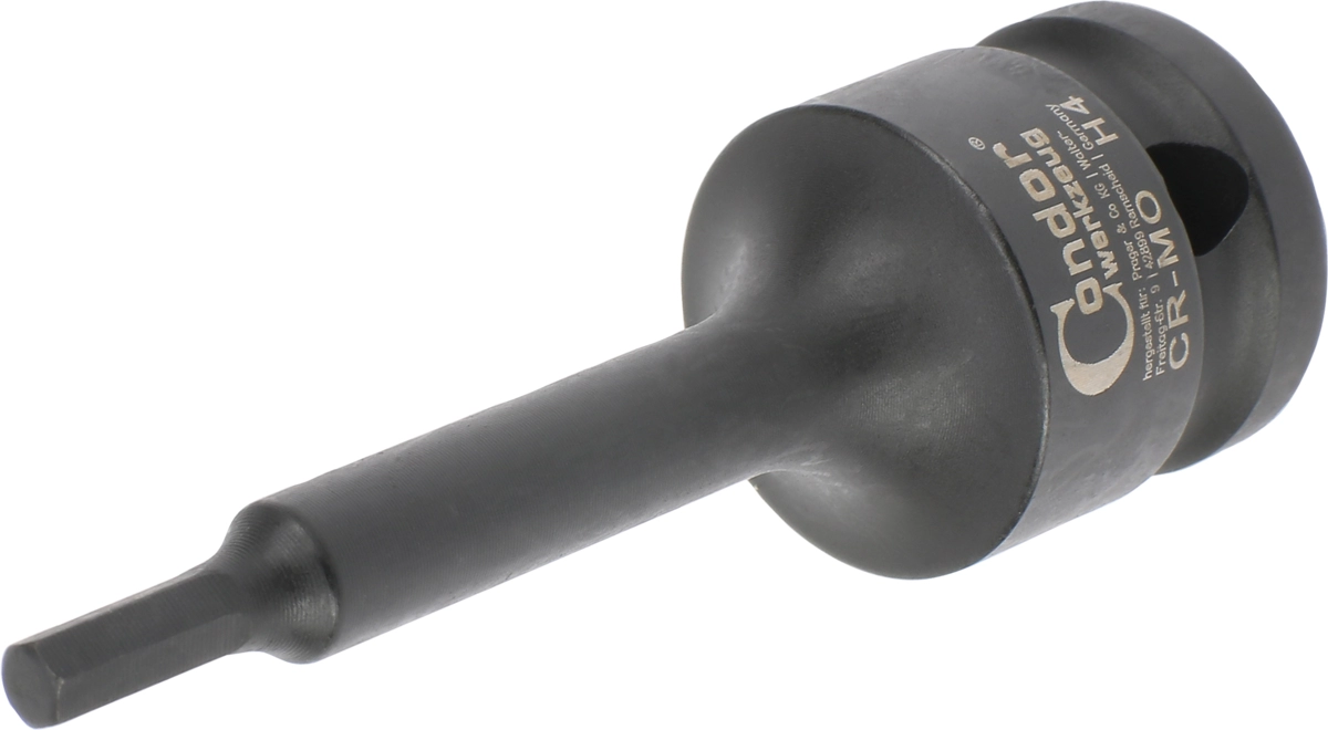 Kraft-Bit-Stecknuss, 1/2", Innensechskant 4x78 mm