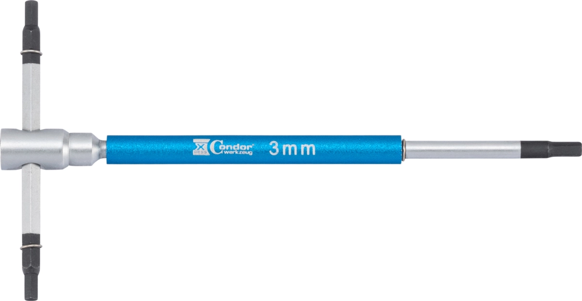 3-Wege T-Griff Schraubendreher, 125x65 mm, Innensechskant 3 mm