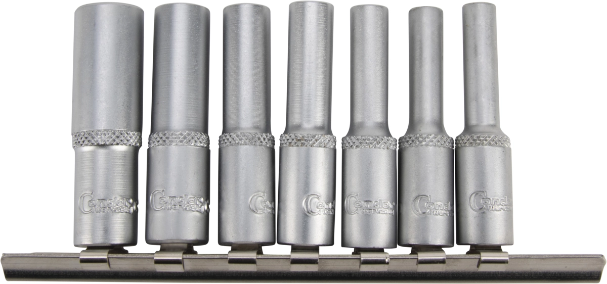 Steckschlüssel-Einsätze, 7-tlg., 1/4", tief, E-Profil E4-11