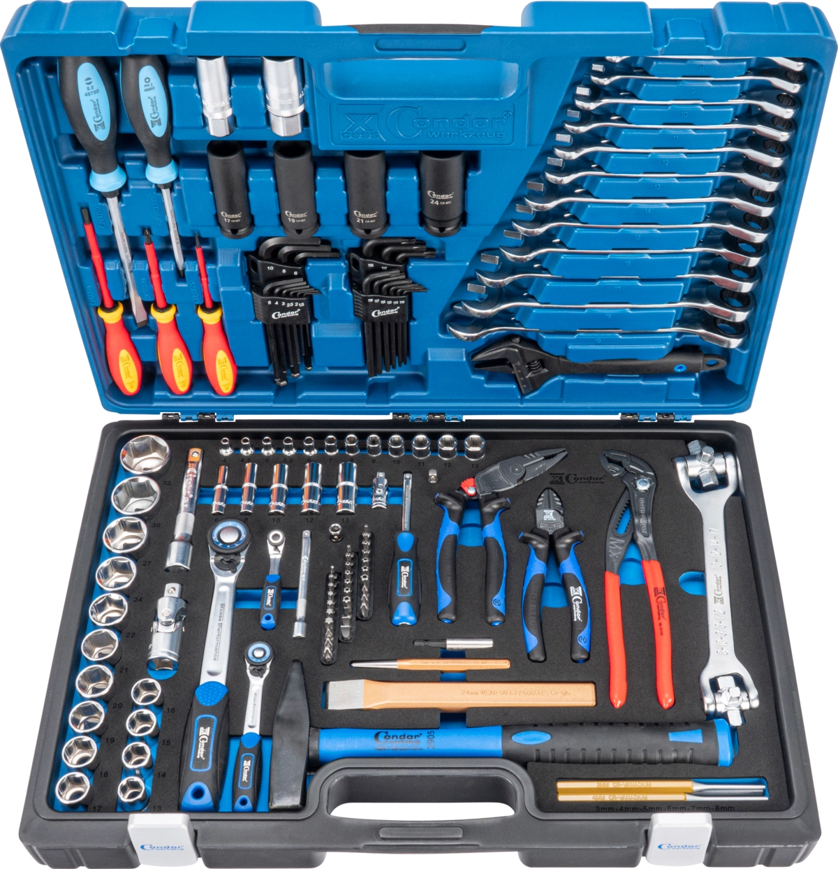 Werkzeugkoffer, 127-tlg., 1/4+1/2", mit Ratschen-Ringschl. 4160