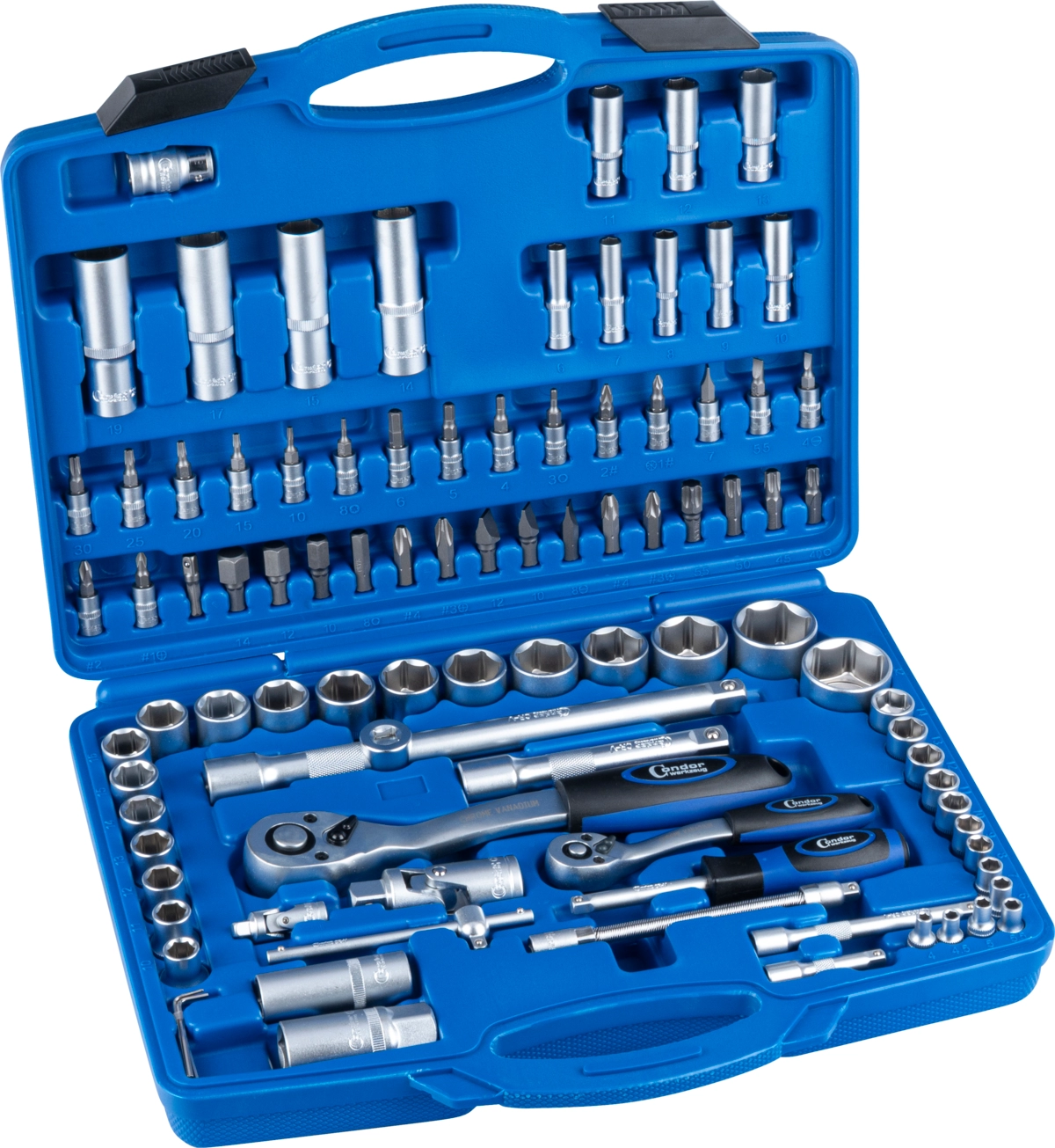 Steckschlüssel-Satz, 94-tlg., 1/4+1/2", 6-kant 4-32 mm