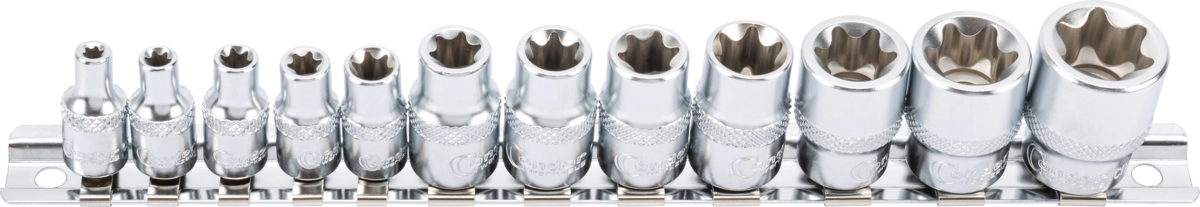 Steckschlüssel-Einsätze, xcess performance, 12-tlg., 1/4+3/8", E-Profil E4-20