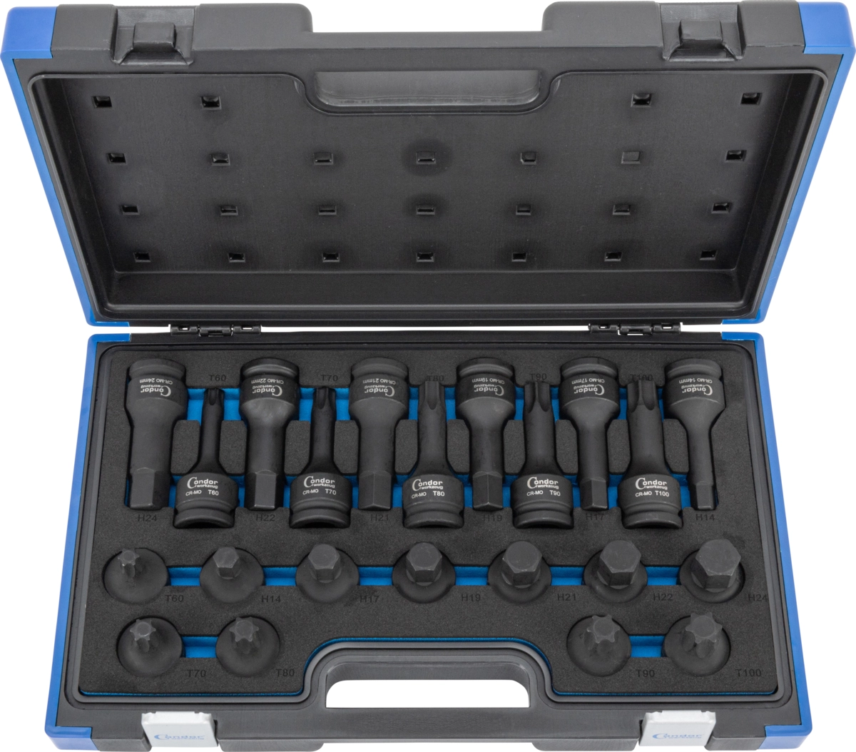 Kraftsteckschlüssel-Satz, 22-tlg., 3/4", T-Profil / Innensechskant