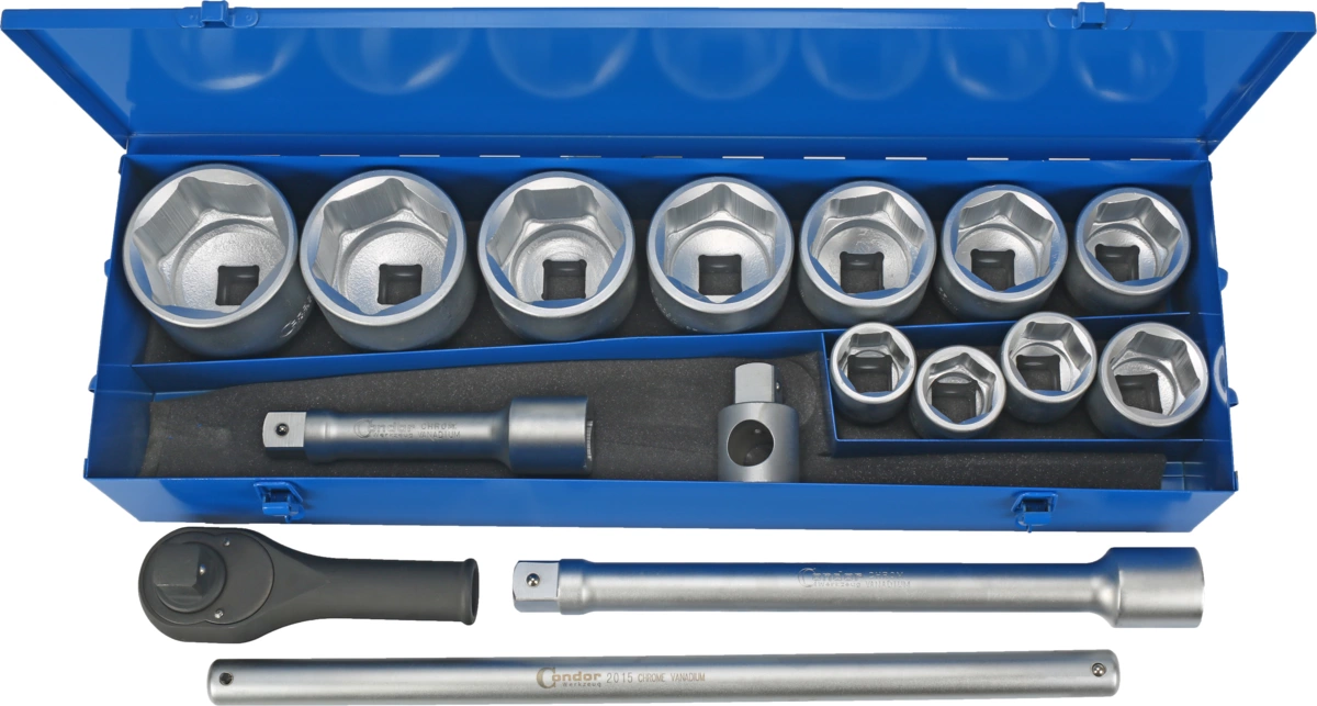 Steckschlüssel-Satz, 16-tlg., 1", 6-kant 36-80 mm