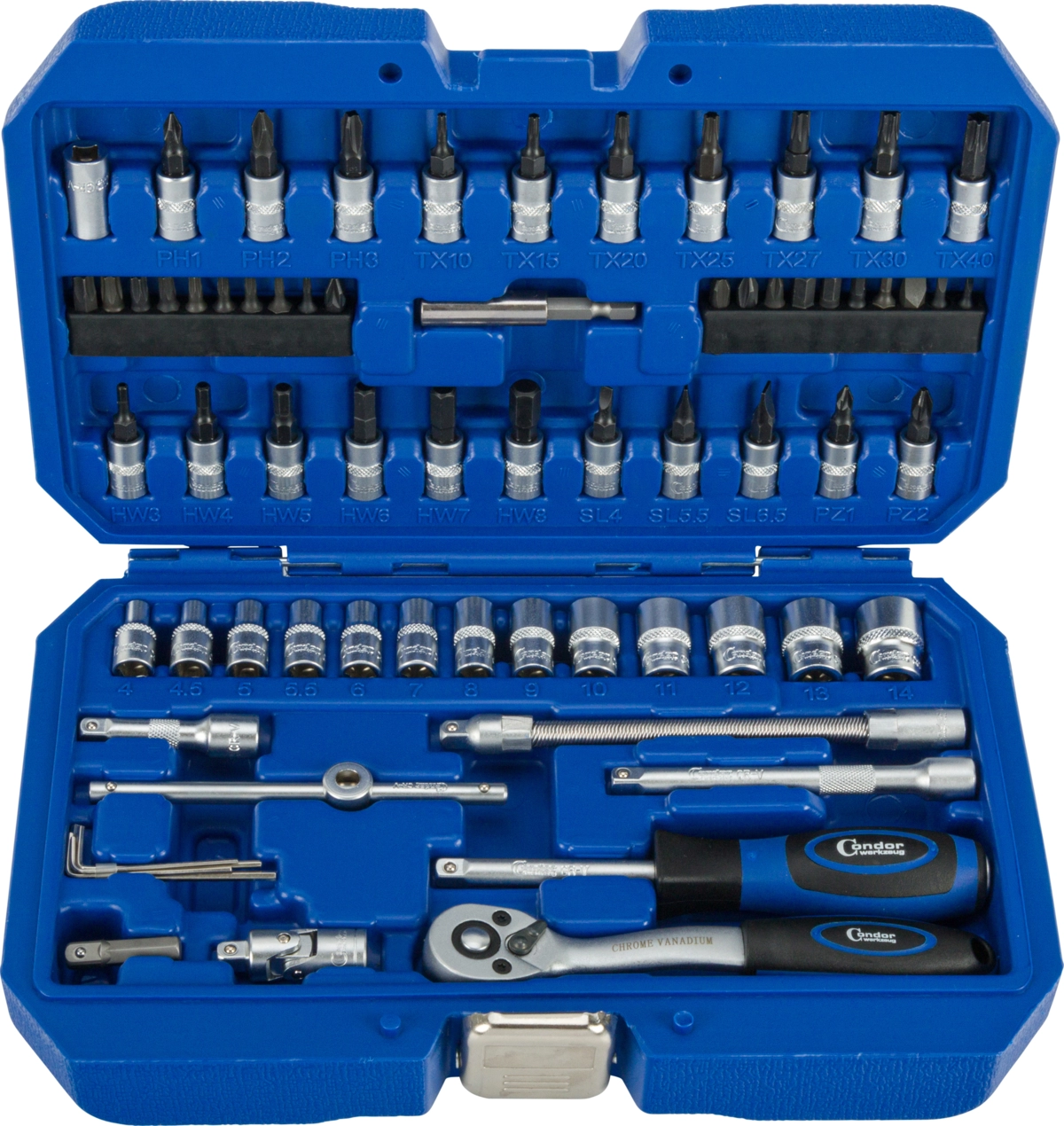 Steckschlüssel-Satz, 68-tlg., 1/4", 6-kant 4-14 mm