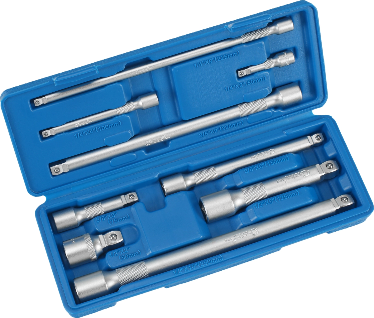 Kipp-Verlängerungen-Satz, 9-tlg., 1/4+3/8+1/2", 50-250 mm