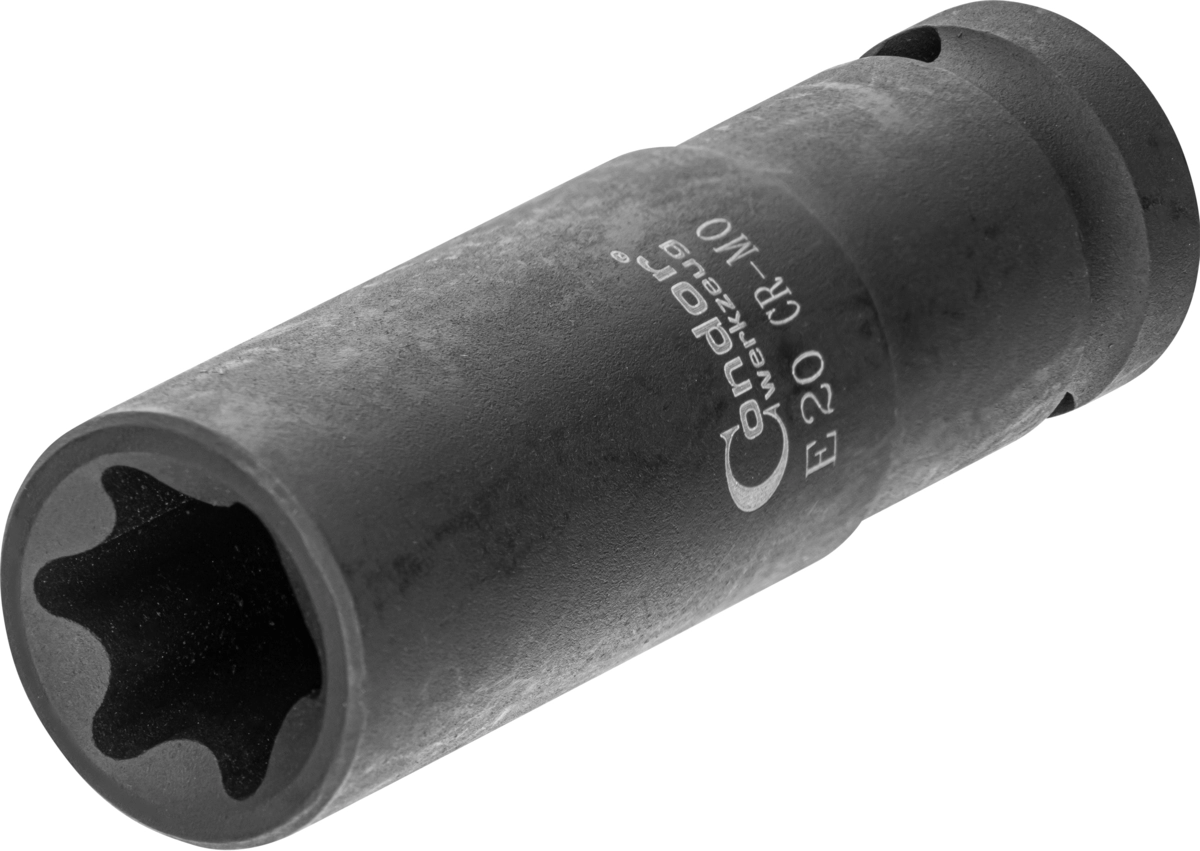 Kraft-Stecknuss, 1/2", E-Profil E20, tief