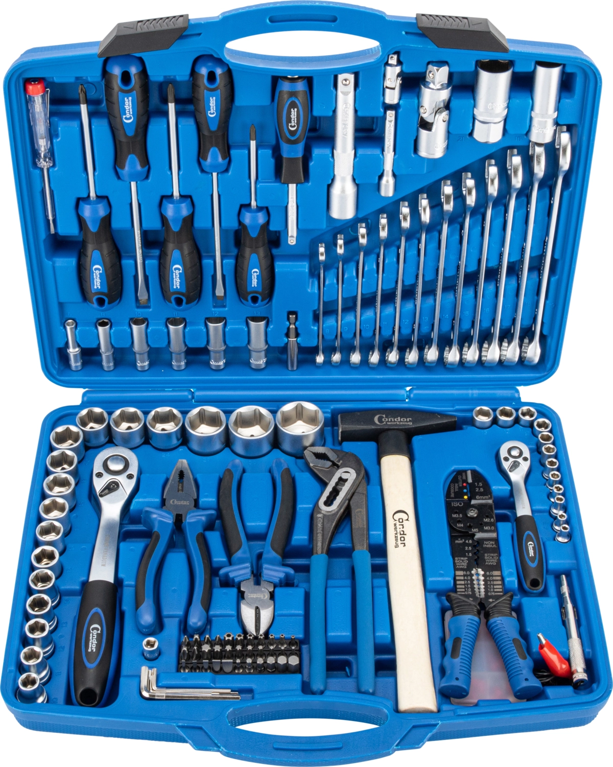 Werkzeugkoffer, 156-tlg., 1/4+1/2", 6-kant 4-32 mm