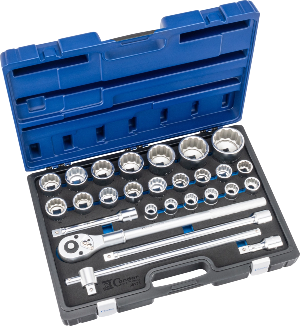 Steckschlüssel-Satz, 27-tlg., 3/4", 12-kant 19-60 mm