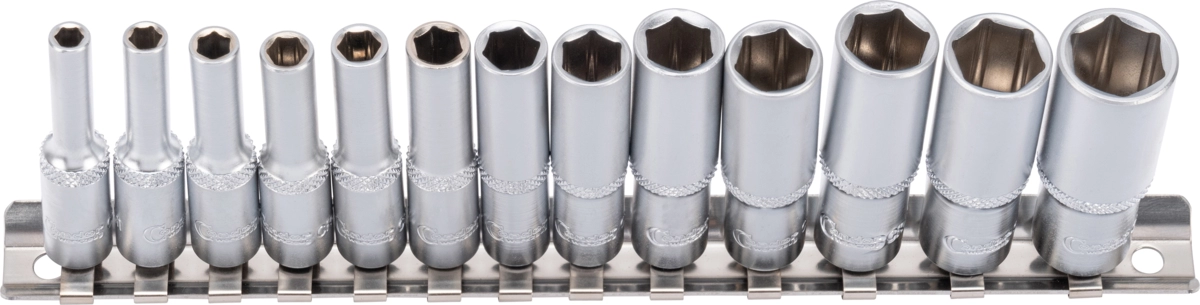 Steckschlüssel-Einsätze, 13-tlg., 1/4", tief, 6-kant 4-14 mm
