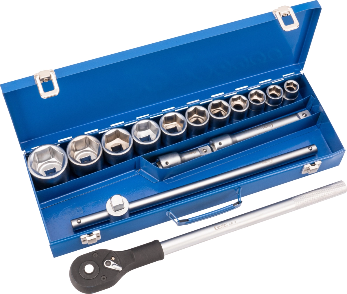 Steckschlüssel-Satz, 15-tlg., 3/4", 6-kant 19-50 mm