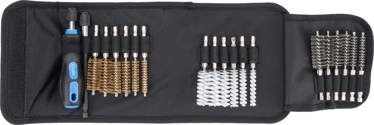 Bürsten-Sortiment, 20-tlg., Stahl/Nylon/Messing-Besatz, ø 8-19 mm