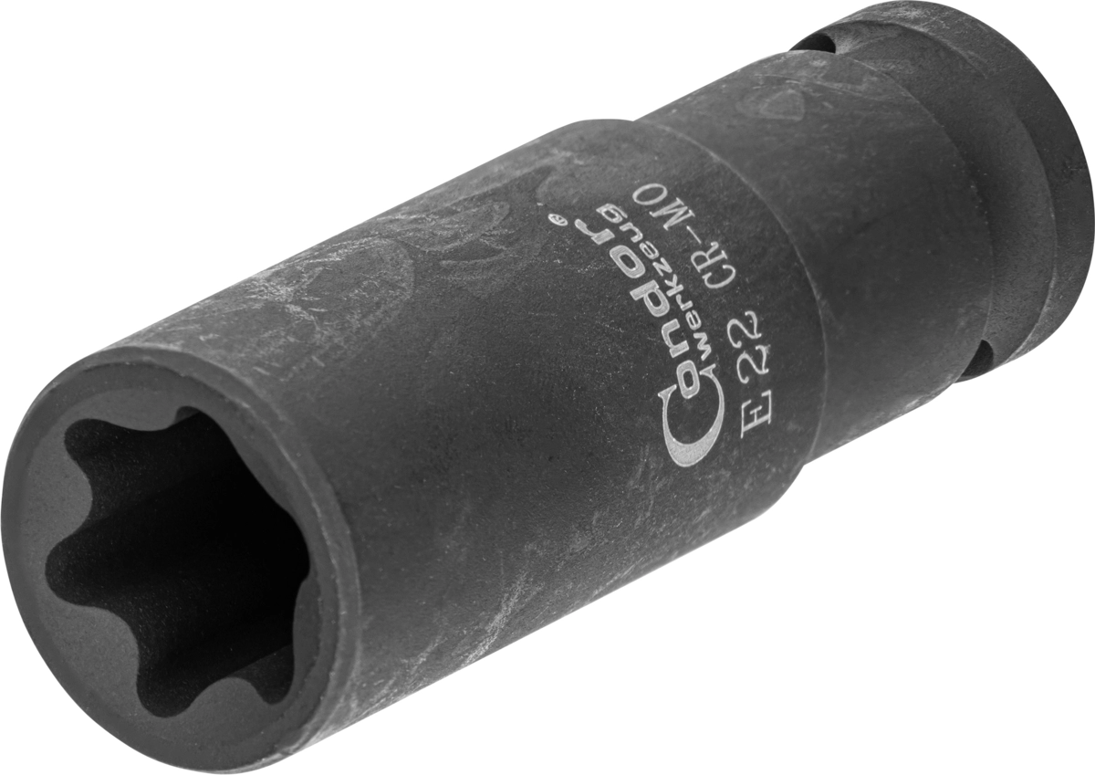 Kraft-Stecknuss, 1/2", E-Profil E22, tief